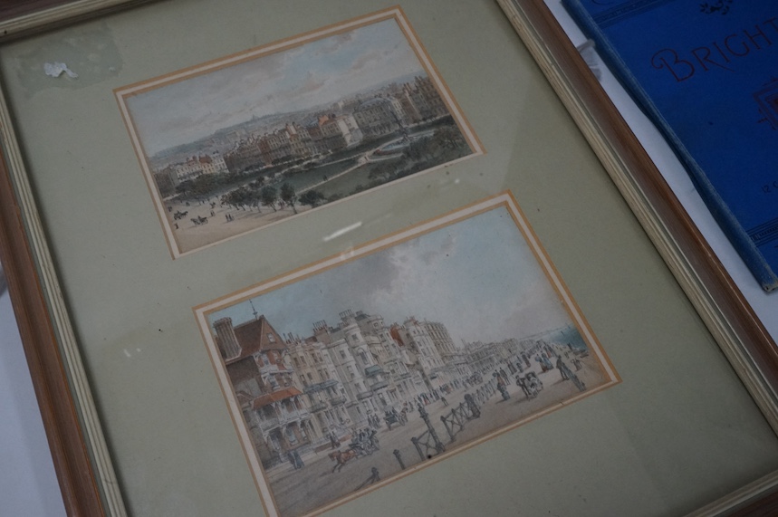 Ramage, John - two original pencil and watercolour views of Brighton; Marine Parade and The Steyne for Nelson & Sons - Chromo-view Guide Book, Brighton, with a copy of the booklet.